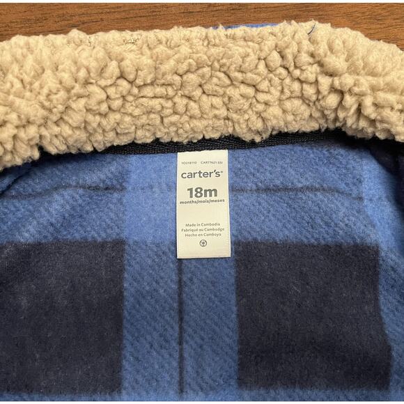Carter's Fleece Blue Plaid Vest 18M - Picture 3 of 5